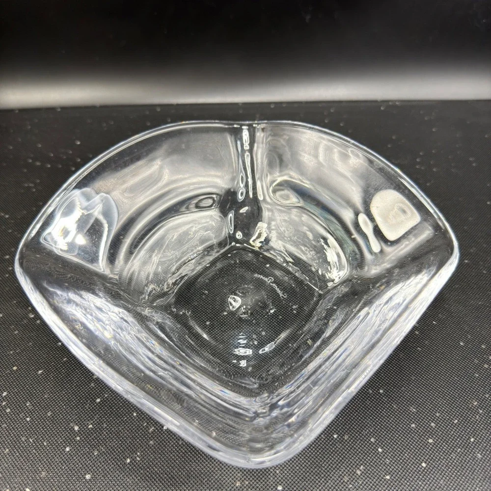Simon Pearce Woodbury Glass Bowl Clear Hand Blown Signed Crystal Dish‎ Bowl VTG